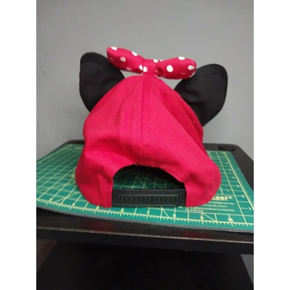 Disney Minnie Mouse Polka Dot Baseball with Ears, Red Youth Hat Cap Bright